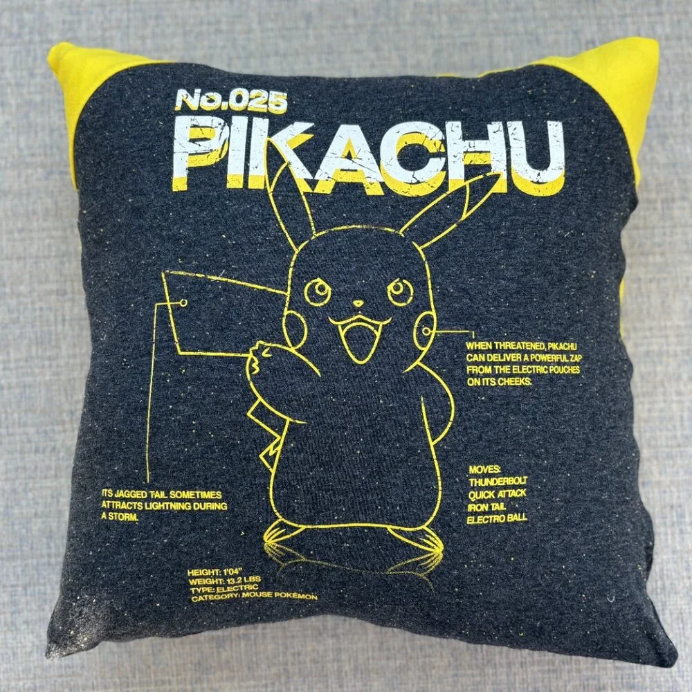 Pikachu Pokemon handmade upcycled t-shirt throw pillow cover video game decor